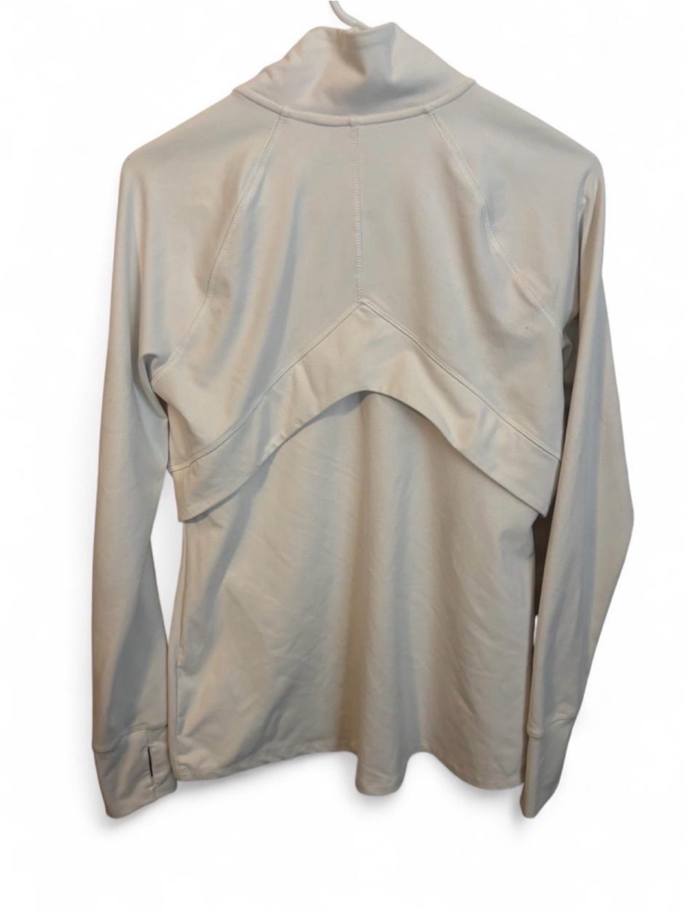 Apana White Full Zip Athletic Jacket Medium Vented Back Thumbholes Yoga Gym - Picture 3 of 4